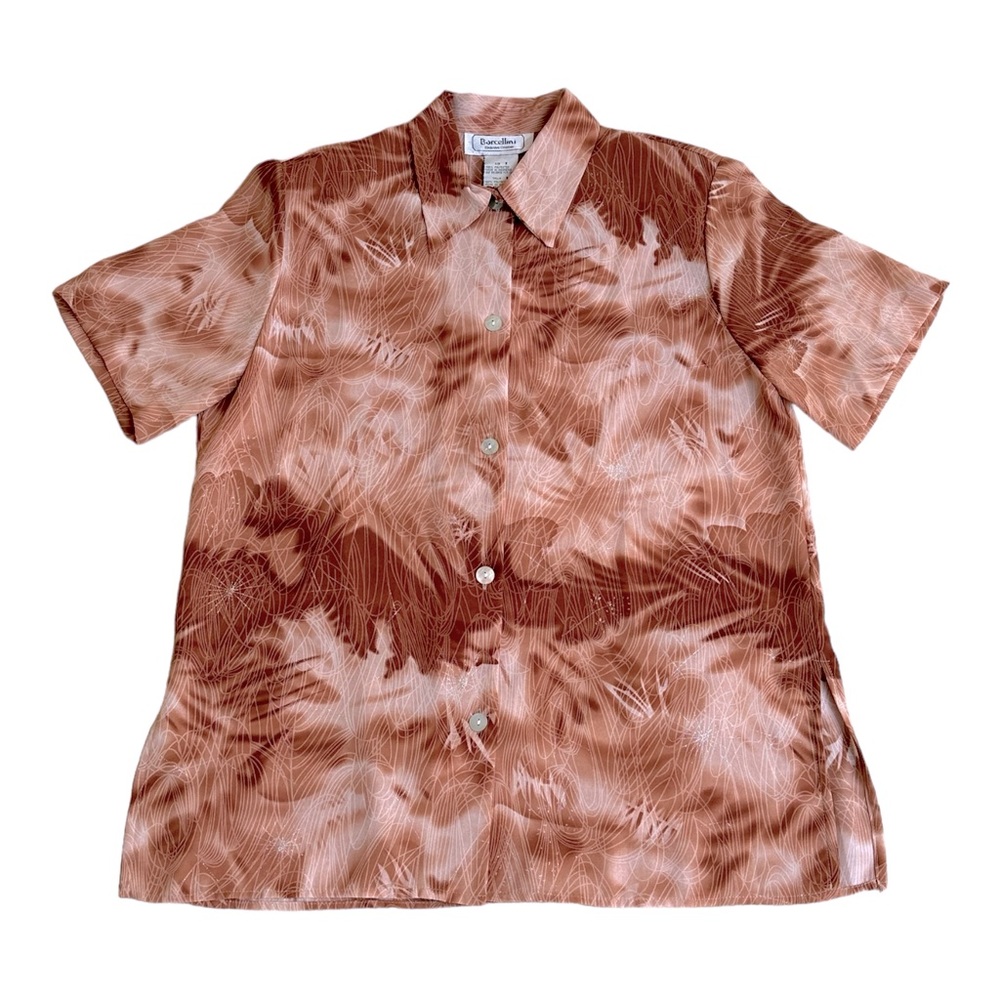 Borcellini Women Multicolor Short Sleeve Button Down Blouse 7‎